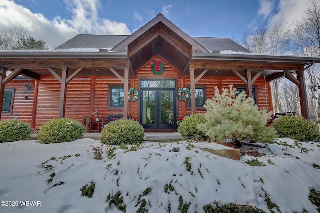 exterior space featuring french doors