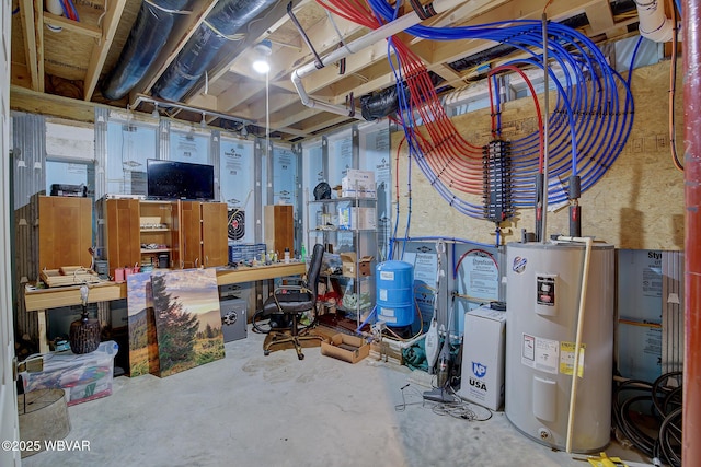 basement with water heater