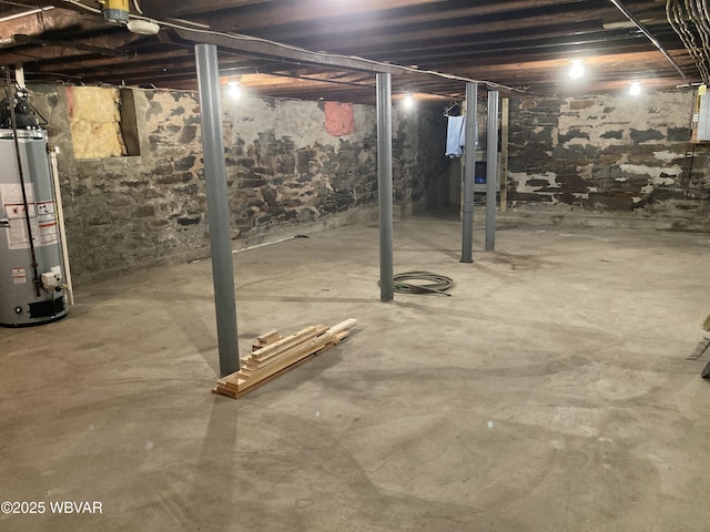 basement with gas water heater