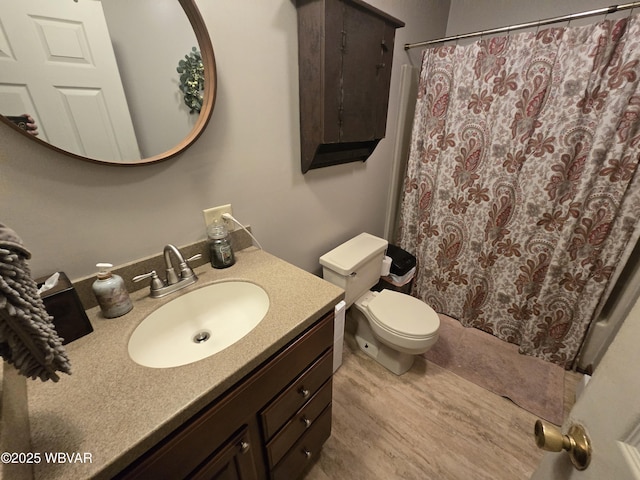 131 Walnut Ln, Jersey Shore, PA 17740 - bathroom with vanity, wood finished floors, and a shower with shower curtain