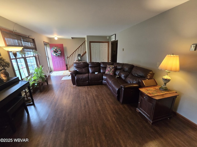 131 Walnut Ln, Jersey Shore, PA 17740 - living room with wood finished floors and stairs