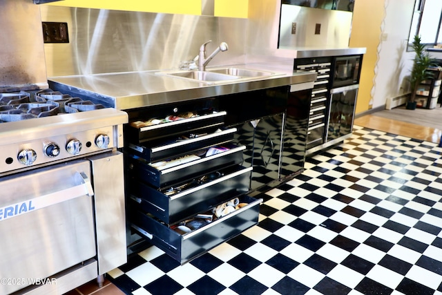 3630 Linn St, Cogan Station, PA 17728 - kitchen with a sink, tile patterned floors, and stainless steel counters