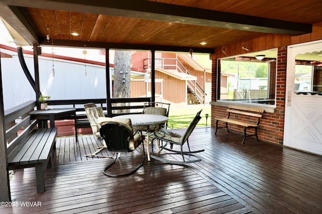 3630 Linn St, Cogan Station, PA 17728 - wooden terrace featuring stairs and outdoor dining area
