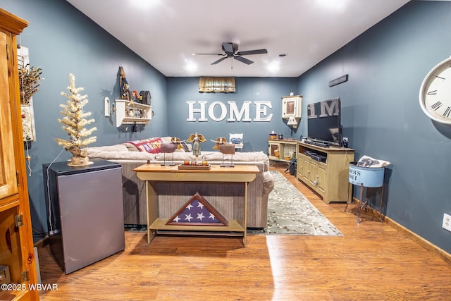 196 Shawnee Dr, Muncy, PA 17756 - living room with a ceiling fan and light wood-style floors