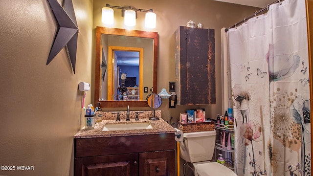 196 Shawnee Dr, Muncy, PA 17756 - bathroom featuring vanity, toilet, and curtained shower