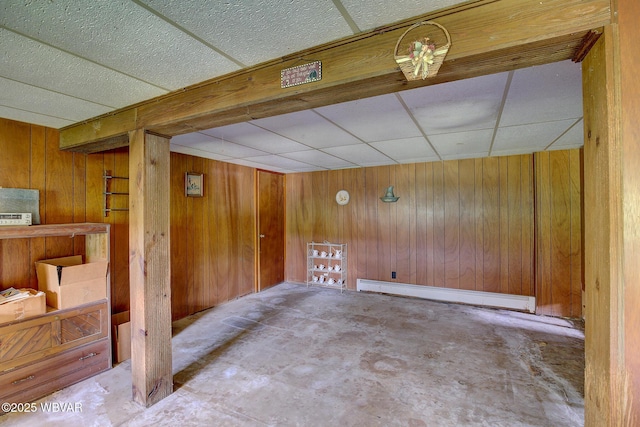 443 Derr Hill Rd, Lock Haven, PA 17745 - finished basement featuring a baseboard radiator and wood walls