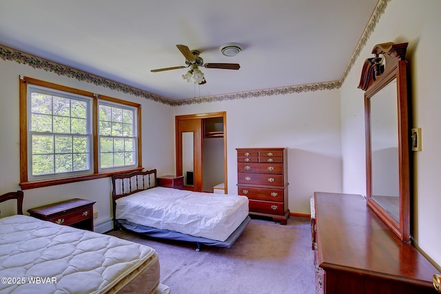 443 Derr Hill Rd, Lock Haven, PA 17745 - bedroom featuring carpet flooring, a closet, ceiling fan, and baseboards