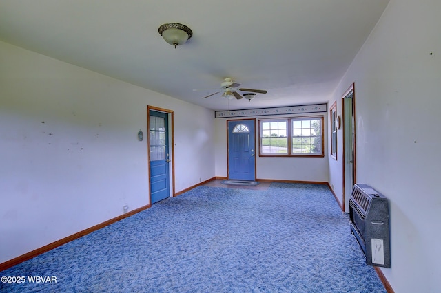 443 Derr Hill Rd, Lock Haven, PA 17745 - unfurnished room featuring heating unit, ceiling fan, baseboards, and carpet flooring