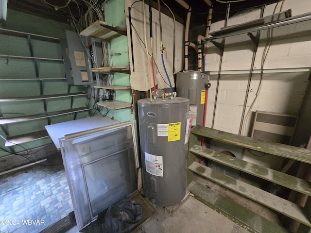 utility room featuring water heater