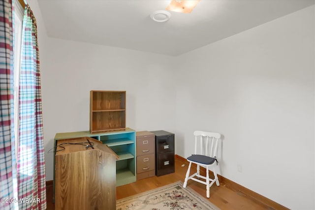 office area featuring light hardwood / wood-style floors