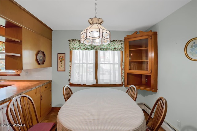 dining area with baseboard heating