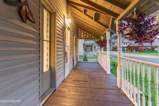 deck featuring covered porch