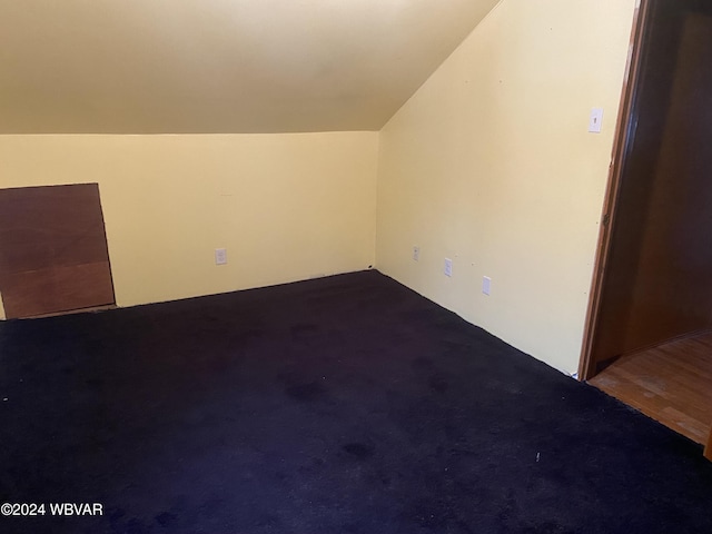 additional living space featuring wood-type flooring and vaulted ceiling