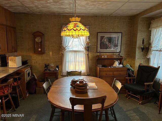 view of carpeted dining room