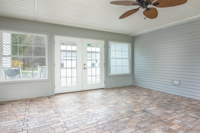 unfurnished sunroom with french doors and plenty of natural light