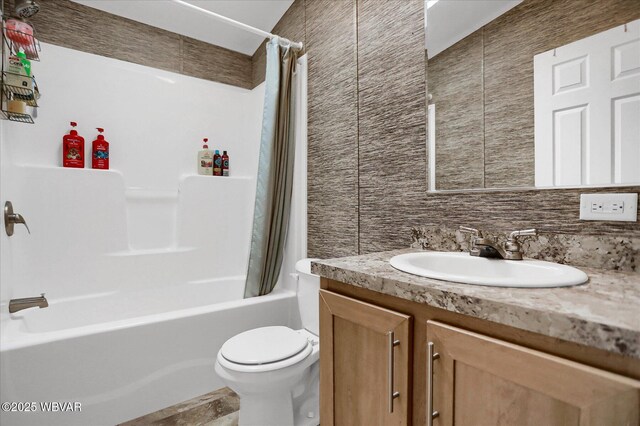 212 Sanctuary Blvd, Lock Haven, PA 17745 - bathroom featuring vanity, shower / bath combination with curtain, and backsplash