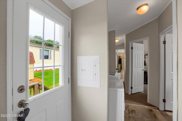212 Sanctuary Blvd, Lock Haven, PA 17745 - washroom with electric panel and washer and clothes dryer