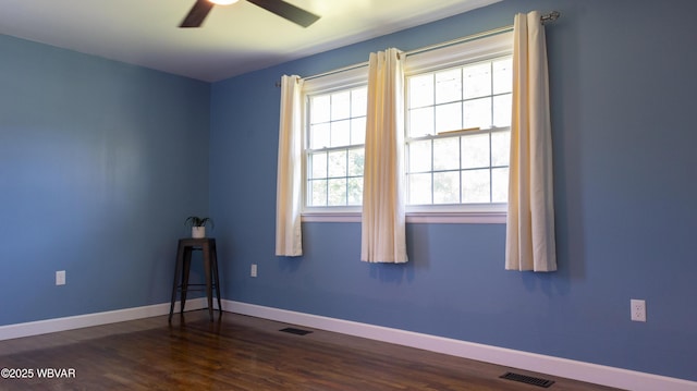 1945 Eagle Valley Rd, Beech Creek, PA 16822 - spare room featuring a ceiling fan and dark wood-style flooring