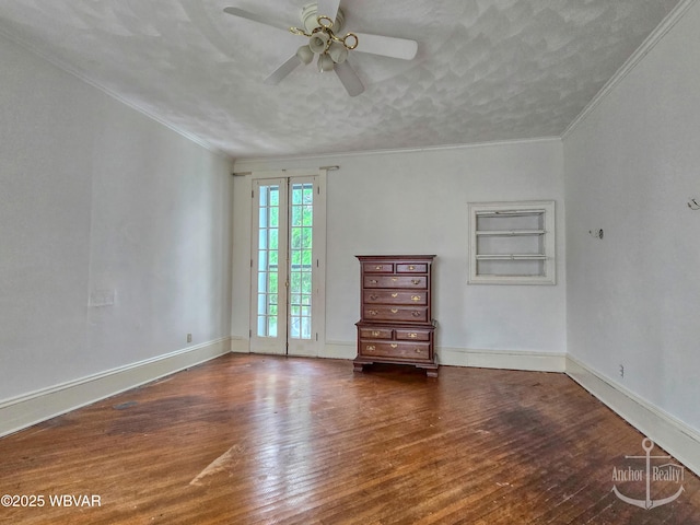 345 W Main St, Lock Haven, PA 17745 - empty room featuring hardwood / wood-style floors, ceiling fan, ornamental molding, and a textured ceiling