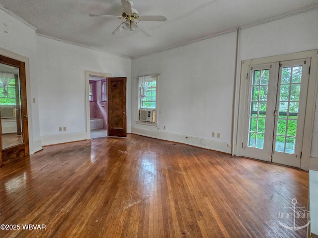 345 W Main St, Lock Haven, PA 17745 - unfurnished room with hardwood / wood-style flooring, a ceiling fan, crown molding, and cooling unit