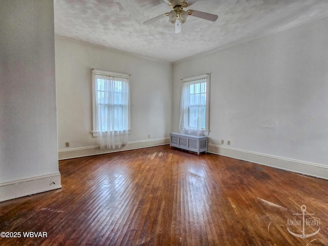 345 W Main St, Lock Haven, PA 17745 - unfurnished room with plenty of natural light, wood-type flooring, a ceiling fan, crown molding, and a textured ceiling
