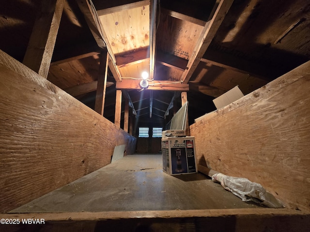 view of unfinished attic