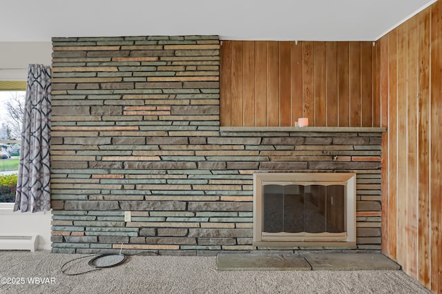 316 Winter St, Duboistown, PA 17702 - interior details featuring wooden walls and a baseboard radiator