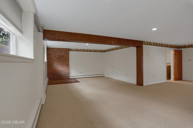 316 Winter St, Duboistown, PA 17702 - carpeted spare room featuring a baseboard radiator, baseboards, and recessed lighting