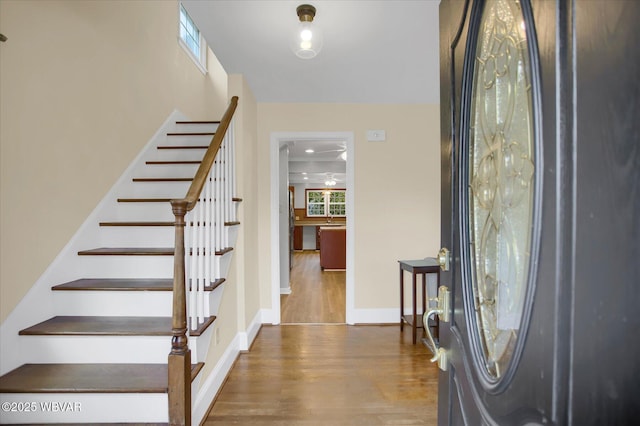 entrance foyer with hardwood / wood-style floors