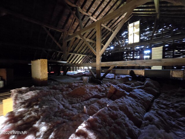 view of unfinished attic