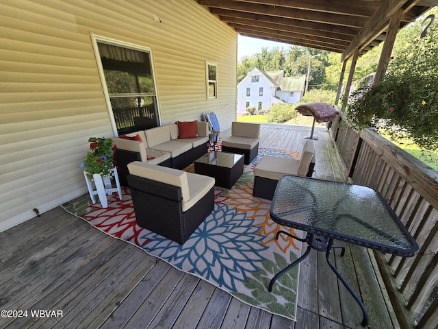 deck featuring an outdoor living space