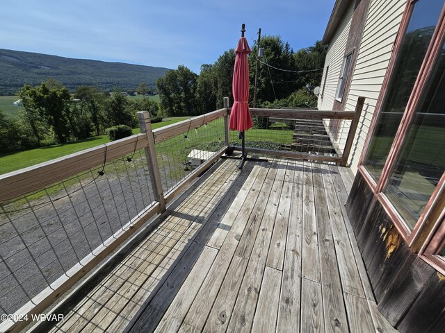 deck with a mountain view