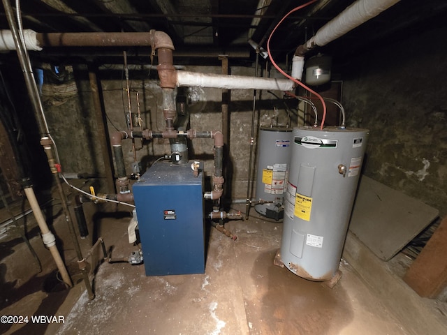 utility room featuring gas water heater and water heater