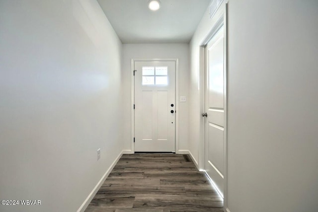 doorway featuring dark hardwood / wood-style floors