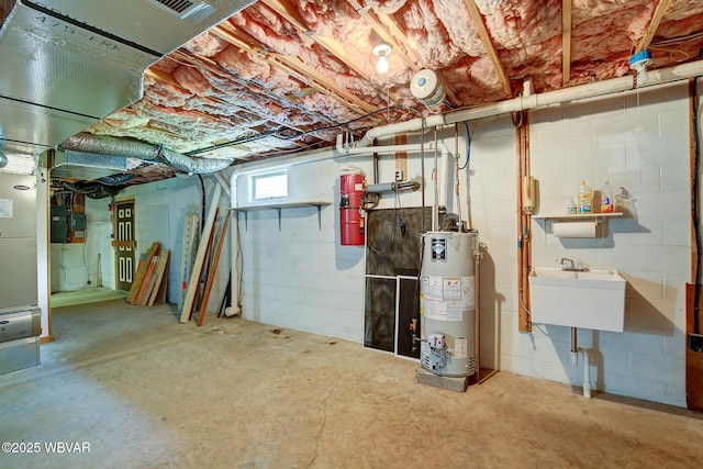 43 Hillcrest Ln, Williamsport, PA 17701 - basement featuring water heater and a sink