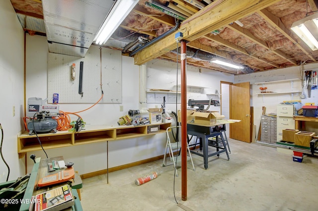 43 Hillcrest Ln, Williamsport, PA 17701 - unfinished basement with a workshop area
