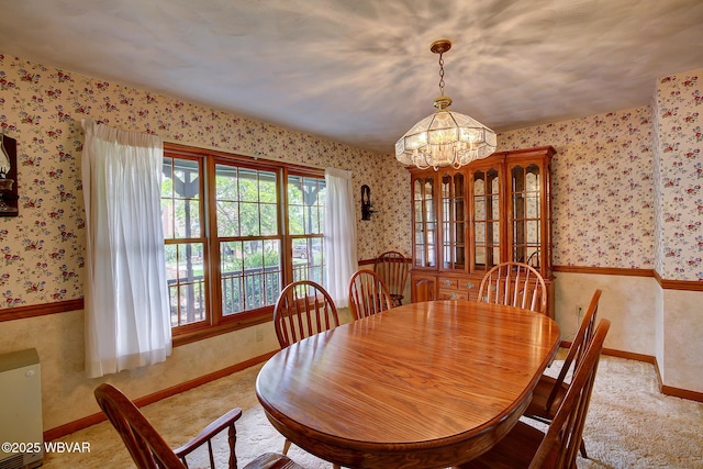 43 Hillcrest Ln, Williamsport, PA 17701 - dining area with a chandelier and wallpapered walls