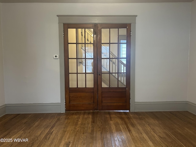 2401 Linn St, Williamsport, PA 17701 - entryway featuring baseboards, hardwood / wood-style floors, and french doors