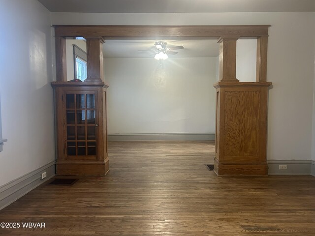 2401 Linn St, Williamsport, PA 17701 - interior space with baseboards, wood finished floors, and a ceiling fan