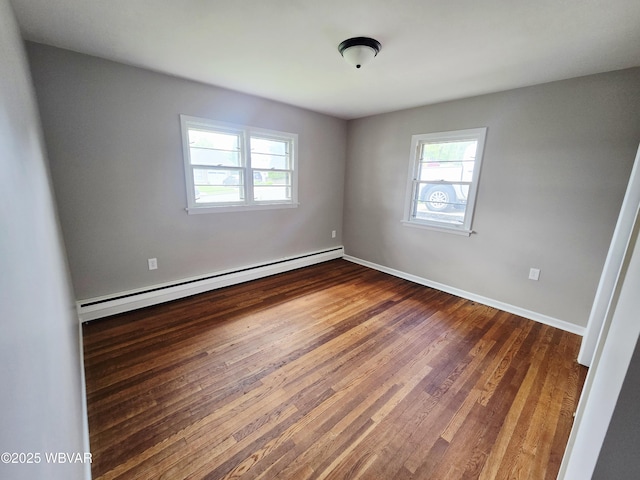 1760 Fredna Ave, Williamsport, PA 17701 - unfurnished room with a baseboard heating unit, dark wood finished floors, and baseboards