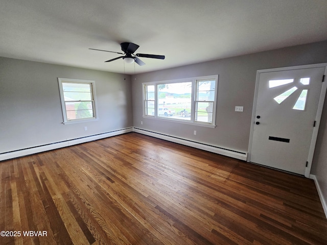 1760 Fredna Ave, Williamsport, PA 17701 - foyer featuring wood finished floors, a baseboard radiator, baseboards, and ceiling fan