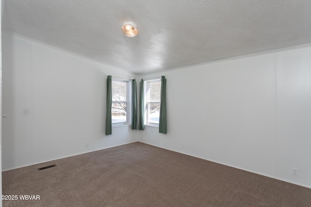 empty room featuring carpet flooring and a textured ceiling