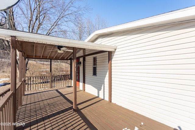 deck featuring ceiling fan