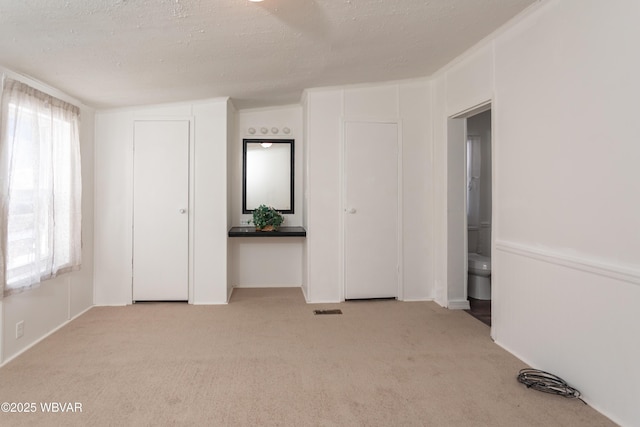 empty room featuring light colored carpet and a textured ceiling