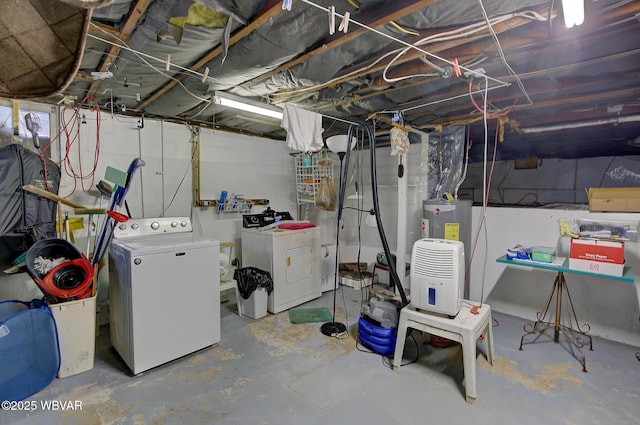 unfinished basement with washer and dryer