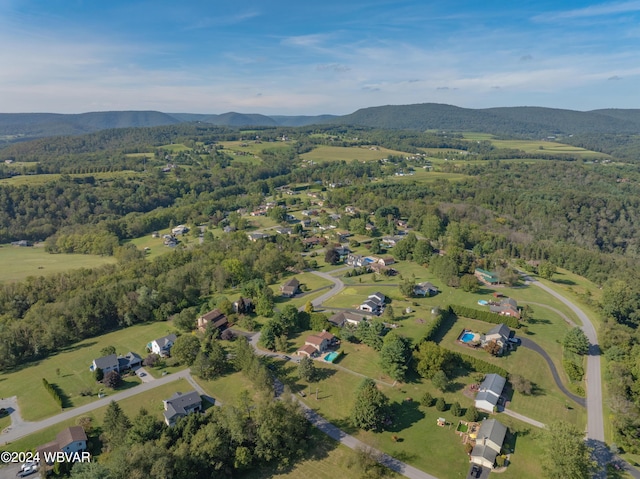 bird's eye view with a mountain view