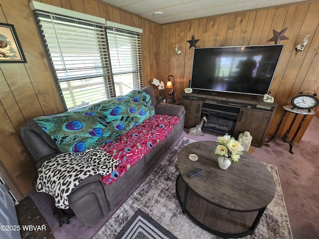 446 State St, Jersey Shore, PA 17740 - living room with wood walls and carpet flooring