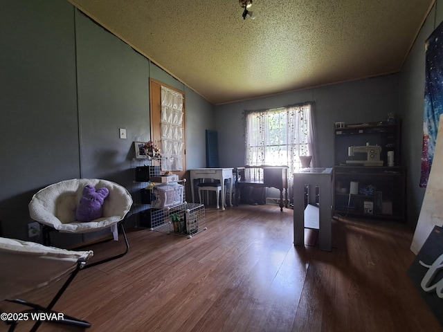 442 Mcelhattan Dr, Lock Haven, PA 17745 - living area with lofted ceiling, wood finished floors, a textured ceiling, and ornamental molding