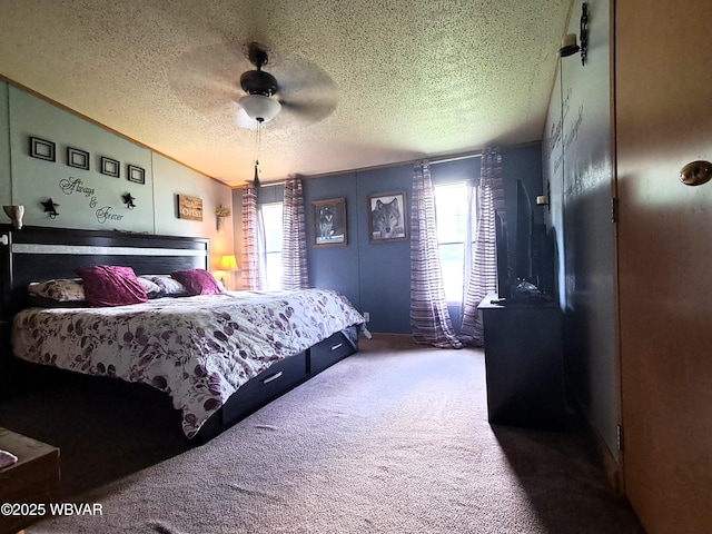 442 Mcelhattan Dr, Lock Haven, PA 17745 - bedroom featuring carpet, a textured ceiling, and a ceiling fan