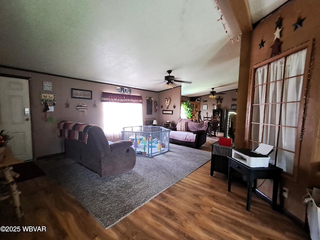 442 Mcelhattan Dr, Lock Haven, PA 17745 - living area featuring wood finished floors and ceiling fan